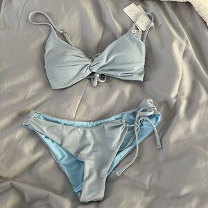 NWT L*Space shimmer baby blue bikini